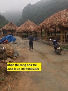 Thi công nhà tre mái lá - Cơ Sở Mành Tre Đức Thiện